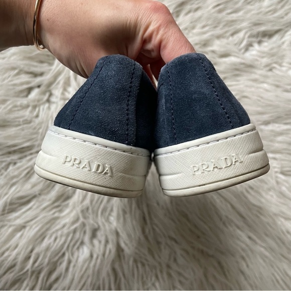 Prada Sport Womens Blue Suede Round Toe Slip-On Sneakers Size IT 35/US 5 - Picture 10 of 12